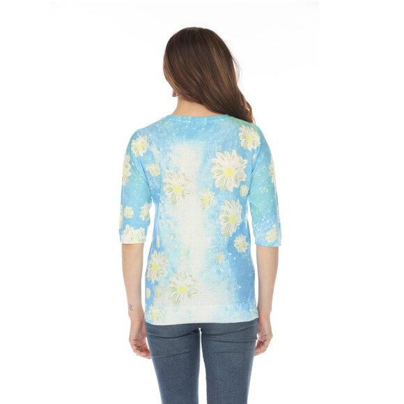 Blue Daisy Mesh Floral Top - Picture 7 of 9